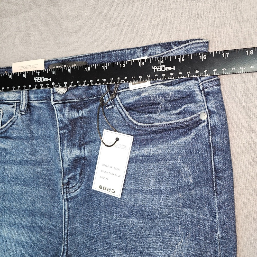 Judy Blue Womens XL Shorts High Rise Distressed Raw Hem Denim Cuttoff Stretchy - Picture 11 of 16